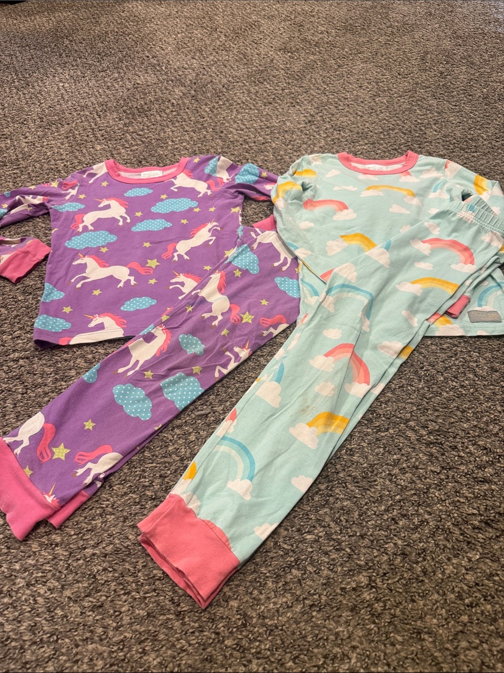Eleanor Rose Unicorn & Rainbow Pajama Set - Purple, Mint & Pink